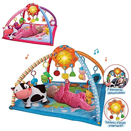 VTech - Lumi Tapis des P'tits Copains Rose, Musical and Evolutionary Play Mat, Activity and Development Toy, Rattles, Cow Plush, Baby Birth Gift - English Content - Image 5