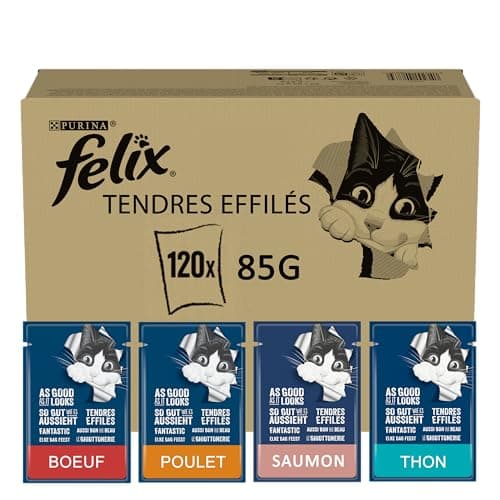 Felix | Tender Tapered | Complete Food for Adult Cats | Mixed Selection: Beef, Chicken, Salmon, Tuna | Jelly | Single Serving | 120x85g - Image 3
