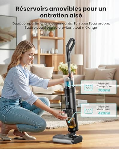 Lefant LS200 Aspirateur Balai Laveur Intelligent sans Fil pour Sols Durs, 20kPa, Autonettoyage avec Racleur Résistant, Nettoyage et Lavage en Un Seul Passage, Jusqu’à 230 ㎡, Réservoir d’Eau 700 ML - Image 7