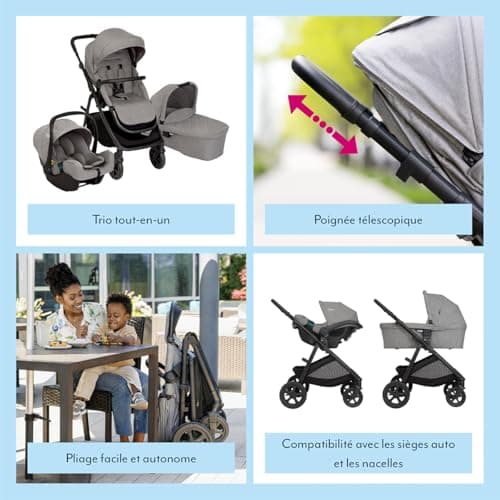 Graco Near2Me Dlx Trio, Pushchair, Baby Car Seat and Carrycot, Suitable from Age of Birth Up to Approximately 4 Years (Max 22 kg), Height Adjustable Slide2Me Seat, Grey, Ash - Image 4