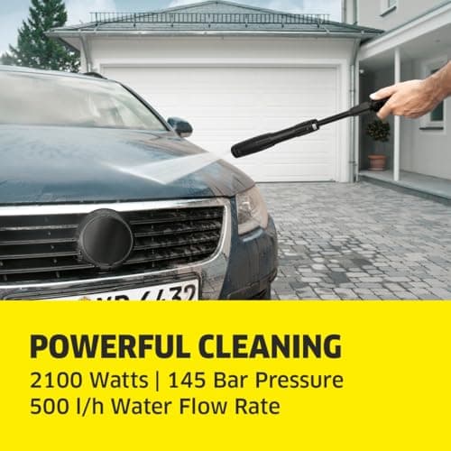 Kärcher K 5 Classic Pressure Washer, Pressure: Max. 145 Bar, Flow Rate: 500 l/h, Surface Area: 40 m²/h, Water Filter, Weight: 5.6 kg, Hose and High Pressure Gun, Rotabuse, Lance - Image 4