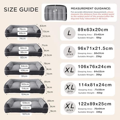 Bedsure Washable Large Dogs Bed, 96 x 71 cm, Extra Thick and Supported Dog Sofa with Waterproof Cover, Non-Slip Soft Sherpa Plush Bed, Dark Grey - Image 6