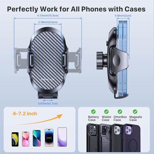 Miracase Car Mobile Phone Holder [Double Hook More Stable] Car Air Vent Cell Phone Holder Universal 360° Holder for iPhone 16 Pro Max 15 14 - Image 7