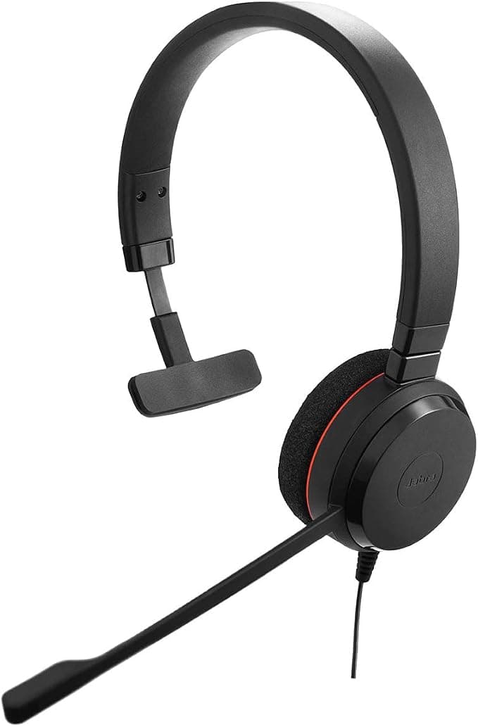 Jabra Evolve 20 Mono Headphones with Microphone, Wired Headphones, Microsoft Teams Certified, Passive Noise Reduction, USB-A, Plug-and-Play, Ideal for Office Work, Black - Image 1