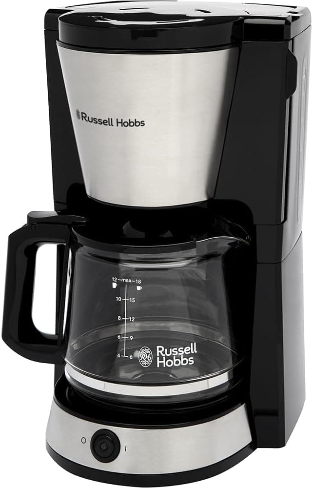Russell Hobbs Drip coffee maker (coffee maker, glass jug 1.25l, 10 cups, warm 40 min, brushed stainless steel surface, BrewNow functions, drip stop, blue lighting) Heaton 27400-56 - Image 1