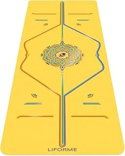 Liforme Tapis de yoga imprimé Liforme - Sac de yoga gratuit inclus - Système d'alignement breveté, adhérence de type guerrier, antidérapant, résistant à la transpiration, long, large