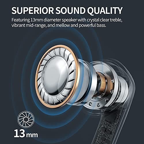 Bluetooth 5.3 Earphones, Wireless Earphone with 4 ENC Mic Bluetooth Hi-Fi Stereo Headphones, 50 Hours Playtime, IP7 Waterproof, LED Display, Touch Control for iOS Samsung Xiaomi Oppo Android - Image 4