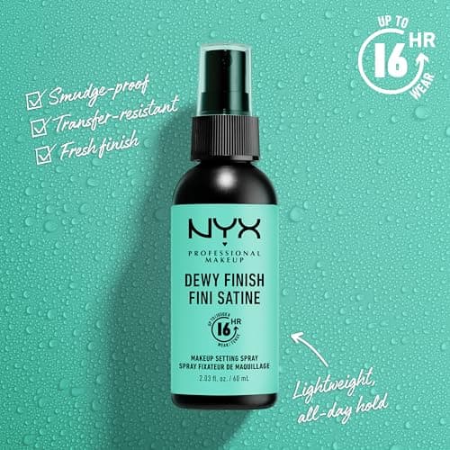 NYX Professional Makeup Dewy Finish Setting Setting Spray, Finishing Spray, Long Lasting Stay, Satin Finish, Vegan Formula, Model: Dewy - Image 5
