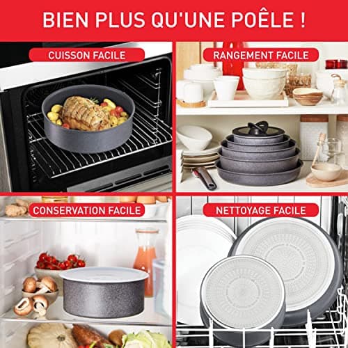 Tefal Ingenio L7669802 8-Piece Cookware Set, Induction, Non-Stick Coating, Stackable, Frying Pans and Saucepans + Removable Handle, Dishwasher Safe, Made in France, Natural On - Image 7