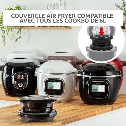 Moulinex Extra Crisp Cookeo, Air Fryer Lid, Crisp Recipes, Oil-Free Cooking, 4 Programmes, Adjustable Temperature, Compatible with Cookeo 6 L, Black EZ150800 - Image 7