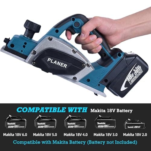 Cordless Planer Compatible with Makita 18V Battery, 3200 RPM, Planing Width 82 mm and Depth Adjustable from 0 to 2 mm, Electric Hand Planer for Woodworking and Furniture DIY - Image 4