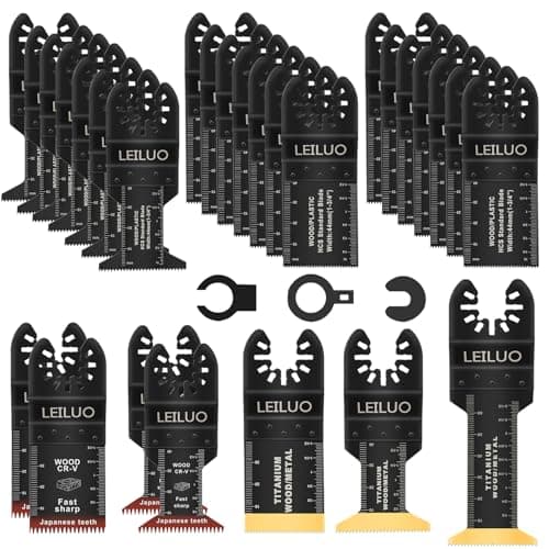 LEILUO 32 Piece Oscillating Tool Accessory Kit Ideal for Wood, Nails and Drywall Oscillating Saw Blades with Storage Bag Compatible with DeWalt Makita and More - Image 2