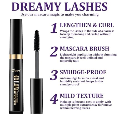 Mascara Fibre De Soie 4D Paquet De 2 Noir Intense Imperméable Longue Tenue Mascara Volume Effet Faux Cils Naturel Sans Paquets - Image 5