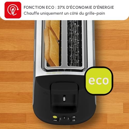 Moulinex Toaster 2 long slots, variable width, 7 browning levels, Stop function, Eco mode, Defrost, Reheat, Crumb tray, Subito Select Inox, LS342D10 - Image 4