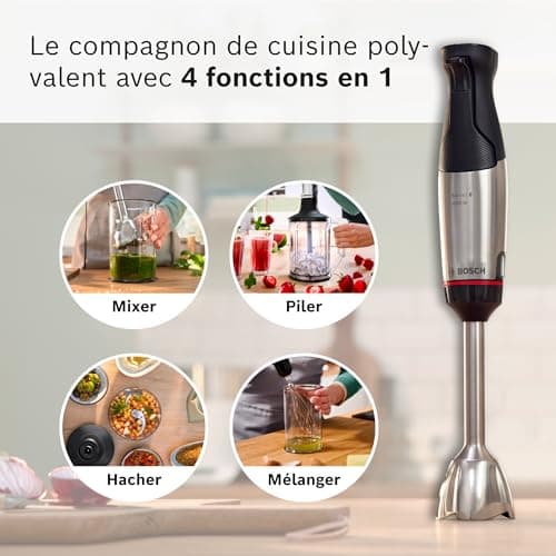 Bosch, Hand Blender, ErgoMaster 6 Series, 1000 Watt Air Cooled Motor, Variator, QuattroBlade Pro Mixing System, Accessories Included, MSM6M652 - Image 5