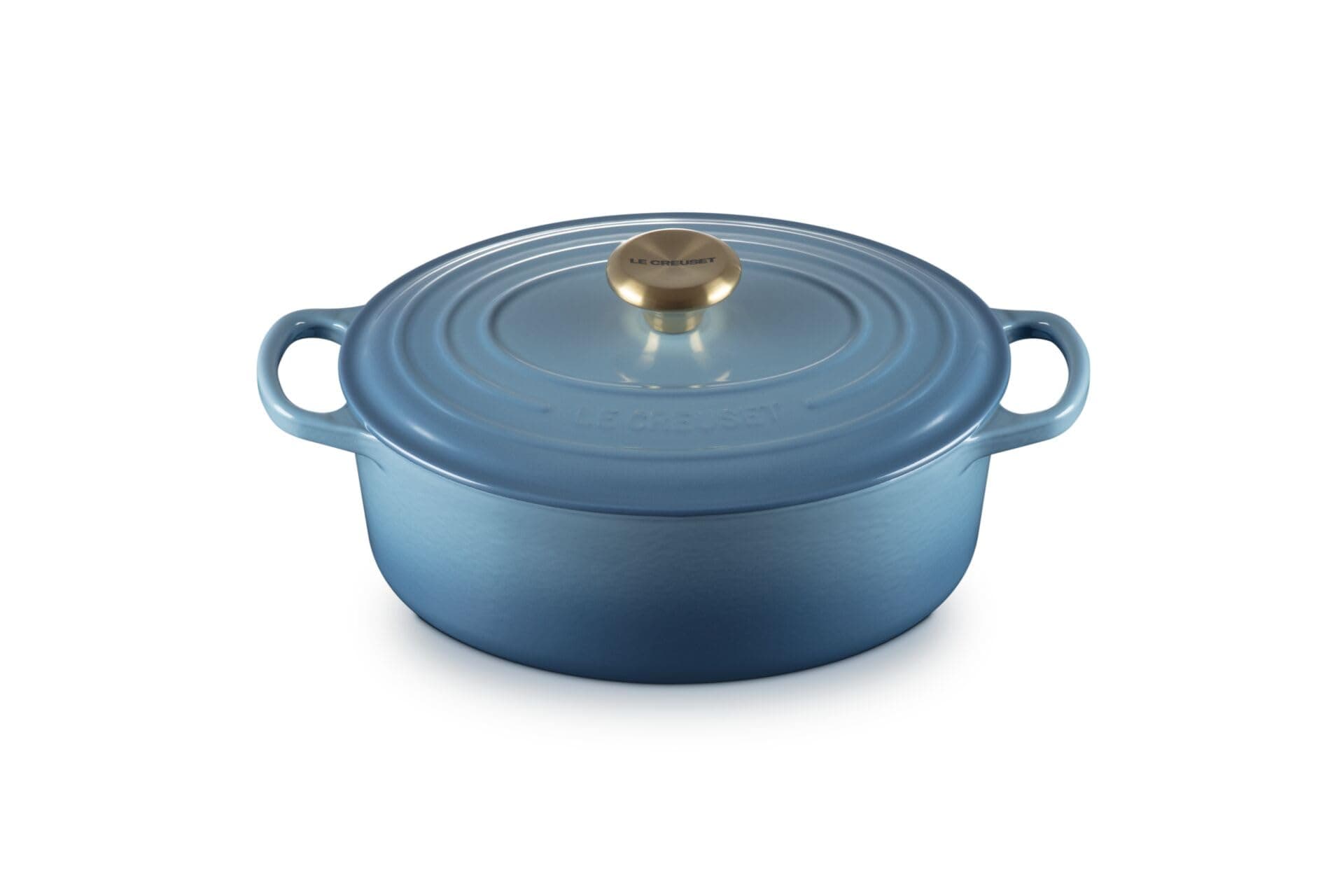 Le Creuset Chambray, 21178274344441 Signature Enamelled Cast Iron Casserole Dish with Lid, Ø 27 cm, Oval, 4.1 L, 4.4 kg, Chambray, 21178274344441 - Image 1