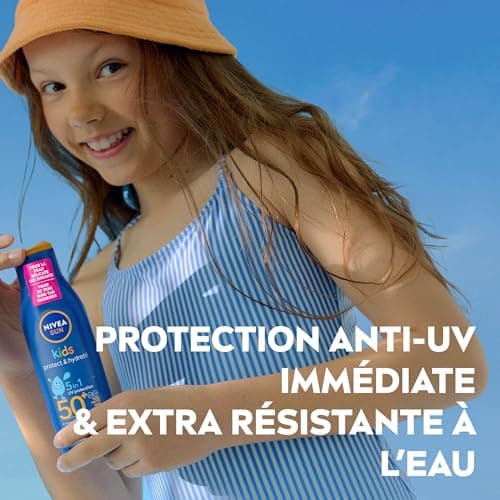 NIVEA SUN Lait Solaire Protect & Hydrate Kids SPF 50+ 200 ml — Crème Solaire résistante à l'eau — Haute Protection Visage et Corps pour la peau délicate des Enfants - Image 4