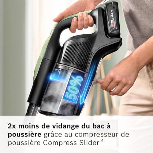 Bosch, aspirateur Balai sans Fil, Unlimited 9, Batterie 3.0 Ah, Technologie MicroClean, bac à poussières Facile à Vider, éclairage LED, Vert, BBS921TBA - Image 8