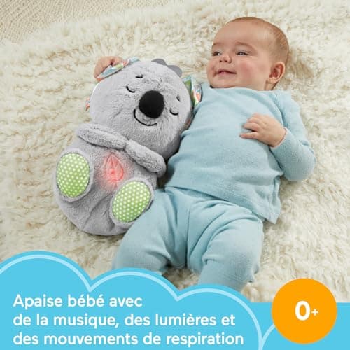 Fisher-Price Mon Koala Cuddles Bonne Nuit | Koala Plush Toy for Babies from Birth | Soft and Soothing Plush Night Light that Breathe and Lights | Baby Gift for Baby Girls or Boys, HBP87 - Image 3
