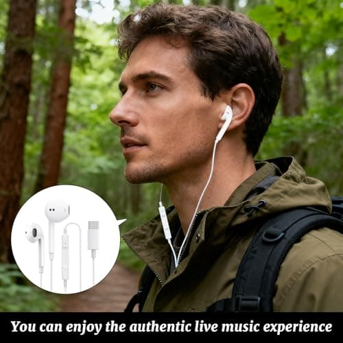 Wired Earphones for iPhone, 2 Pieces USB C Wired Earphones for Samsung Galaxy S24 S23 S22 S21 FE S20 A55 A54/for iPhone 15/for Google Pixel/Mi 11T/12/14, Audio Type C - Image 6