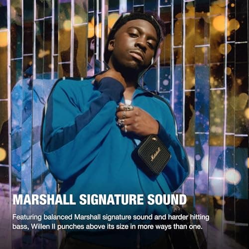 Marshall Willen II Haut-parleurs Bluetooth sans Fil 17 Heures de Lecture IP67 étanche Charge Rapide - Noir et Laiton - Image 4