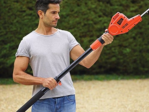 BLACK+DECKER Hedge Trimmer on Pole 550 W, Electric Hedge Trimmer 51 cm with Asymmetrical Blade, Telescopic Handle, Swivel Head and Double Switch, Distance 22 mm, PH5551-QS Black/Orange - Image 4