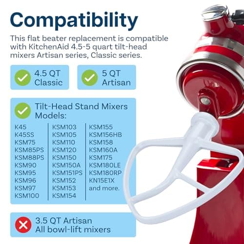 KitchenAid 3 Piece Accessories 4.5-5 Quart Tilt Head Mixer Stand Mixer Artisan & Classic Series by MMOBIEL - Aluminium K45 Whisk, Flat Mixer, Dough Hook, Dishwasher Safe - Image 3