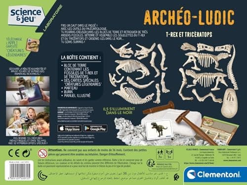 Clementoni | T-Rex & Triceratops Paleontology Set for Children 7+ | Science & Play: Archéo Ludic | Glowing Skeletons to Assemble | Augmented Reality App Included | Idea - Image 3