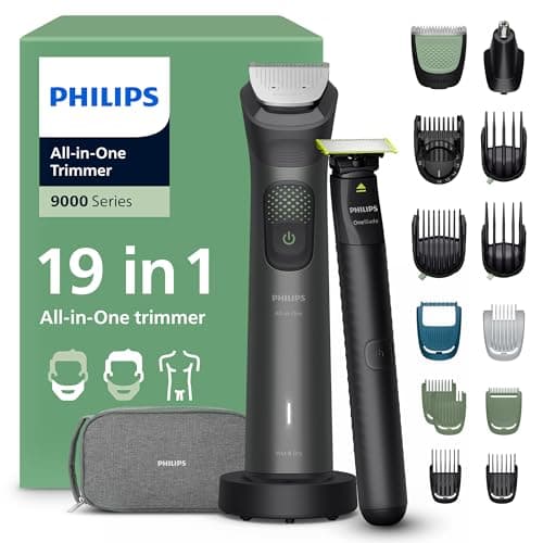 Philips Multigroom 9000 Series All-in-One Trimmer 19 Accessories + OneBlade Men's Razor - Beard Hair & Body Trimmer Set, 27 Cutting Heights (0.2-20mm), MG9556/15 - Image 2