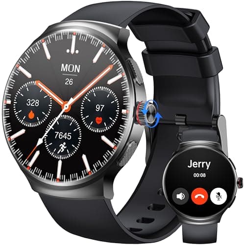 Men's Women's Smart Watch, 1.43 Inch AMOLED Smartwatch with Bluetooth Calls, Waterproof IP68 Sports Watch, 100+ Sport Mode with Pedometer, Heart Rate, SPO₂, for Samsung iPhone Android, Black - Image 2