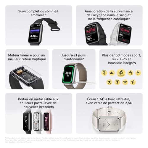 XIAOMI Smart Band 9 Pro, Sports Tracker, 1.74" Screen with Ultra-Thin Edges, 21 Days Battery Life, Improved Sleep Tracking, 150 Sports Modes, 5ATM, Compatible with Android and iOS, Dusty Pink - Image 3