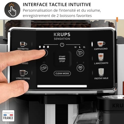 Krups Sensation Milk, Coffee bean machine, Automatic espresso, 6 drinks, Cappuccino milk jug, Touch interface, Automatic cleaning, Silver, EA912E10 - Image 7