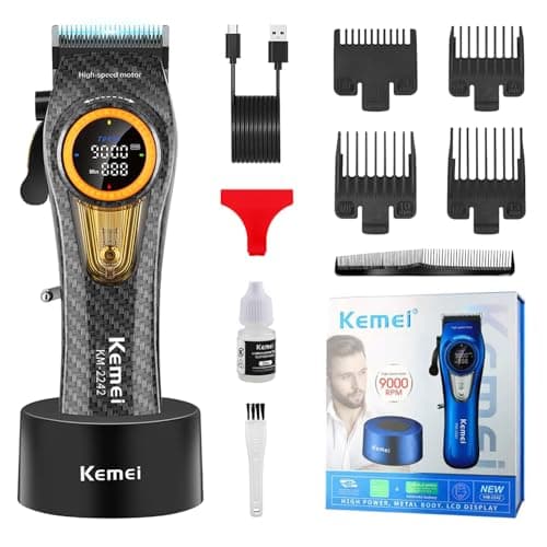 KEMEI 2242 Professional Hair Clipper for Men, Cordless Electric Hair Clipper, DLC Blades, Turbo Motor 5000-9000RPM, USB Rechargeable, Up to 220 Minutes Use with LED Display - Image 3