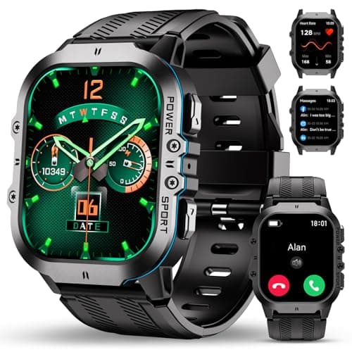 OUKITEL Men's Smart Watch, 1.96 Inch HD Smartwatch with Bluetooth Call, 100 + Sports Modes, Sports Watch for Monitoring Cardio, Pedometer, Sleep, Waterproof 5 ATM, Smart Watch for Android iOS Black - Image 2