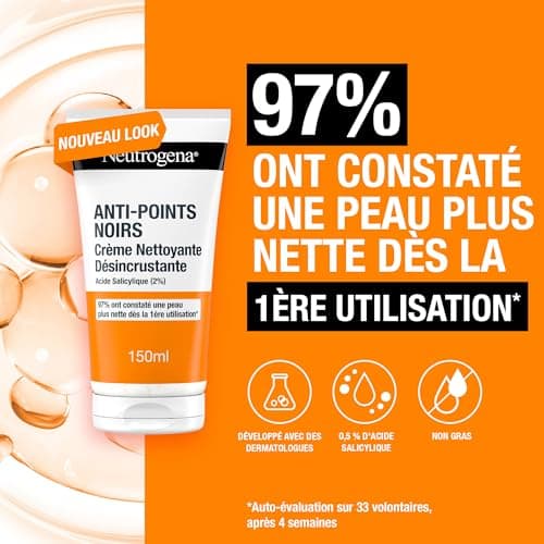 Neutrogena – Crème Nettoyante Désincrustante Anti-Points Noirs (tube de 150 ml) – Nettoyant pour le visage à l'acide salicylique (2%) - Image 3