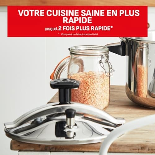 SEB Pressure cooker 9L, 7 to 10 people, induction, healthier faster cooking, French manufacture, 10-year warranty, Eco-designed, safety system, recipe book, Authentique Eco-Design P0534900 - Image 4