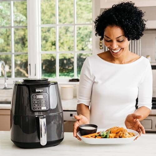 NINJA Air Fryer, 3.8L, 4-in-1, Oil Free, Air Frying, Roasting, Dehydrating, Dishwasher Safe Nonstick Basket, 2-4 Servings, Digital, Grey and Black, AF100EU - Image 9