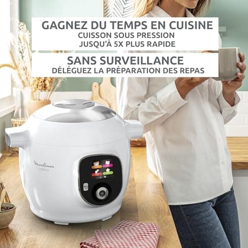 Moulinex, Cookeo Smart Multicooker, 6L, 80 built-in recipes, Unattended Cooking, Intuitive screen, Cooking guide, MyMoulinex application, 1600W, White, 15 years repairability CE854110 - Image 6