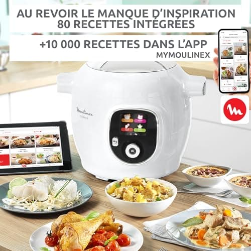 Moulinex, Cookeo Smart Multicooker, 6L, 80 built-in recipes, Unattended Cooking, Intuitive screen, Cooking guide, MyMoulinex application, 1600W, White, 15 years repairability CE854110 - Image 7