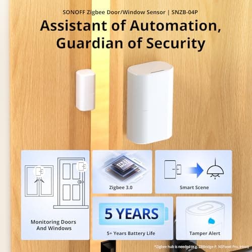 SONOFF SNZB-04P ZigBee Wireless Door and Window Sensor, Door Opening Sensor, Wireless Home Alarm, Compatible with Alexa/Google Home, SONOFF Zigbee Hub Required, Batteries Included - Image 4