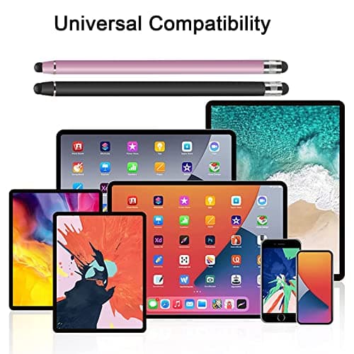 2 Pcs Universal Touch Screen Stylus Pen 2 in 1 Capacitive Touch Stylus Compatible with Tablets, Smartphones, Mi, Samsung Galaxy (Black + Rose Gold) - Image 8