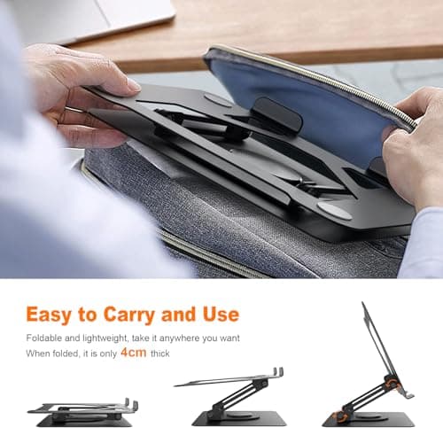 GRIFEMA GB1050 Ergonomic Rotating Laptop Stand 360 Height Adjustable Foldable Ventilated Laptop Stand Compatible with MacBook Air/Pro, Dell, and Laptops 11-17 Inch – Black - Image 8