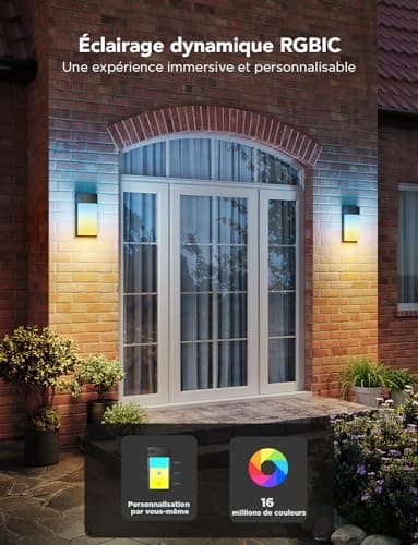 Govee RGBIC Outdoor Wall Light, Smart Wall Light 1500LM with 45 Scene Modes, IP65 Waterproof, DIY Light Effects, Works with Alexa, Google Assistant and Matter, 2 Packs - Image 4