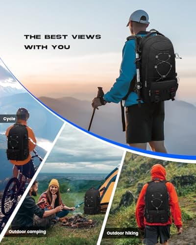 Travel Backpack, 45L Waterproof Hiking Large Capacity Laptop Backpack 17.3 Inches Trekking Men Women for Outdoor Sports Camping – Black - Image 7