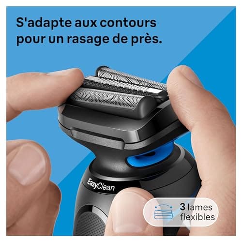 Braun Rasoir Electrique Pour Hommes Series 5 51-B1200s, Etanche, A Grille Et Sans Fil, Rechargeable, Avec Accessoire Tondeuse De Précision Pour Bien Raser Et Tondre La Barbe, Bleu - Image 4