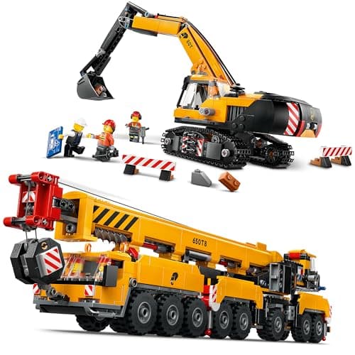 Lego City City Crane and Excavator Set, Mobile Construction Crane (60409) and Crawler Excavator (60420), Combination Kit for Ages 9+ - Image 2
