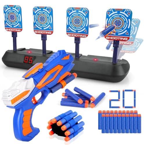 Nerf Target with Gun for Children, Electric Automatic Shooting Target with 20 Darts Toy Boy Girl 3 4 5 6 7 8 9 10 Years Christmas Birthday Easter Games Balster Gun Toy - Image 2