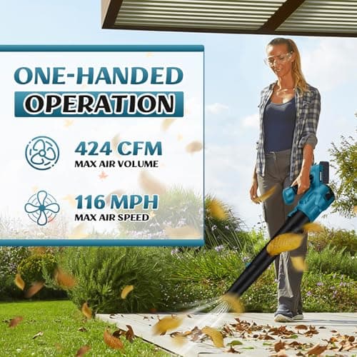 Cordless Leaf Blower for Makita 18V Batteries, Cordless Battery Blower with 3 Speed, Brushless Motor, Hand Leaf Blower for Patio, Lawn (without Battery) (MT) - Image 5