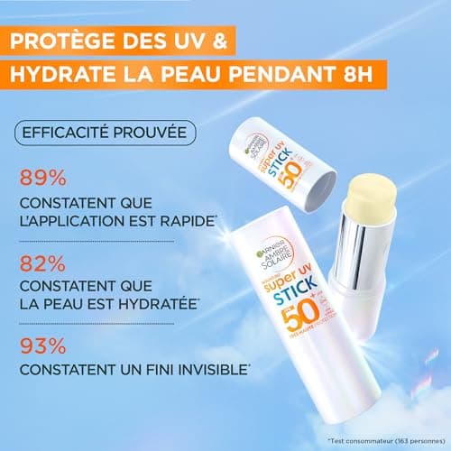 GARNIER Ambre Solaire - Stick Solaire Super UV SPF50+ - Invisible - Protège Des UV Quotidiens - Hydratation 8H - Beurre de Karité & Vitamine E - Vegan & Cruelty Free - Tous Types de Peaux - 9ml - Image 3