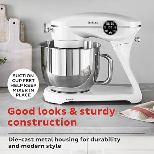 Instant Pot Instant Pot 10 Speed Electric Mixer with Digital Interface, 10 Liter Stainless Steel Bowl, Dishwasher Safe, Dough Hook and Mixing Paddle - Pearl - Image 6